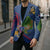 Montserrat Blazer with Cartoon Bird and Island Map Blue Red Stripe Design - Wonder Print Shop