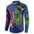 Montserrat Button Sweatshirt with Cartoon Bird and Island Map Blue Red Stripe Design - Wonder Print Shop
