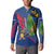 Montserrat Button Sweatshirt with Cartoon Bird and Island Map Blue Red Stripe Design - Wonder Print Shop