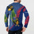 Montserrat Button Sweatshirt with Cartoon Bird and Island Map Blue Red Stripe Design - Wonder Print Shop