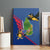 Montserrat Canvas Wall Art with Cartoon Bird and Island Map Blue Red Stripe Design - Wonder Print Shop