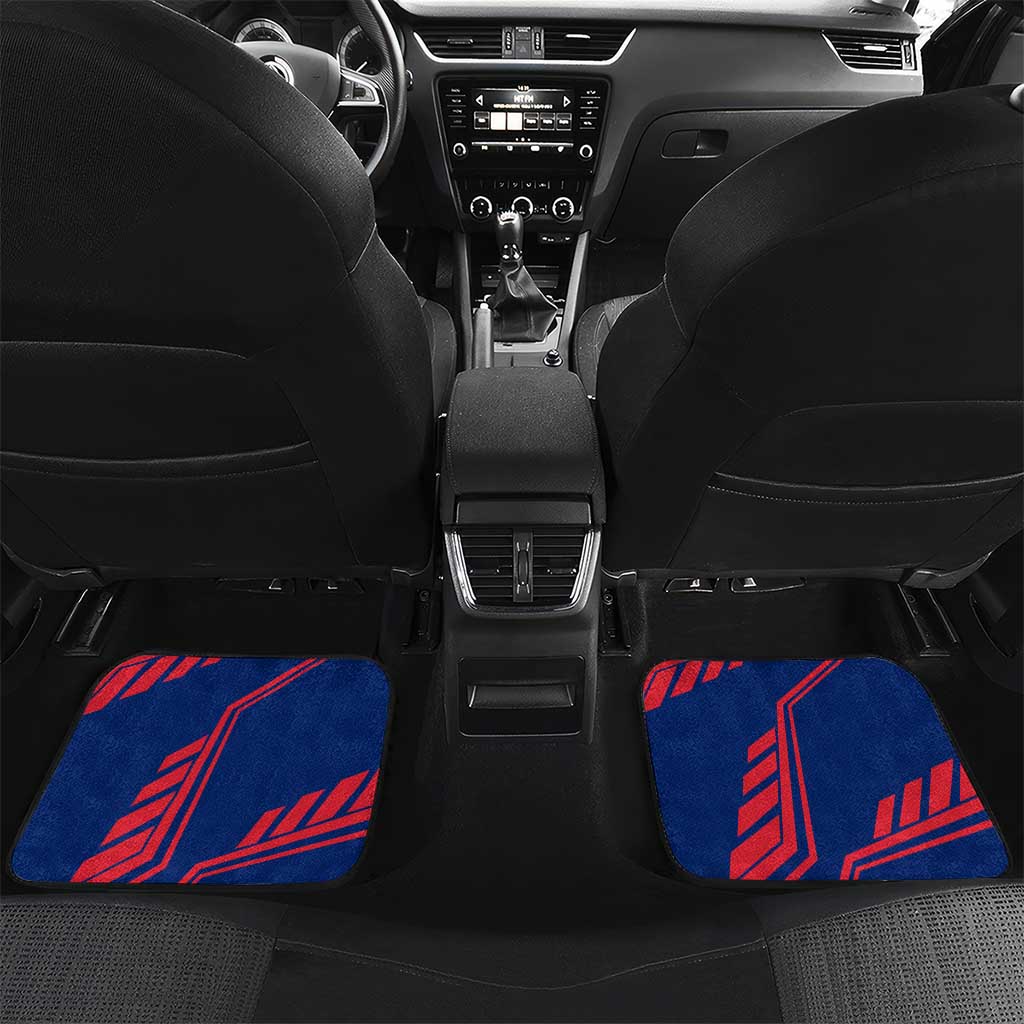 Montserrat Car Mats with Cartoon Bird and Island Map Blue Red Stripe Design - Wonder Print Shop