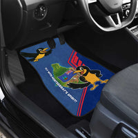 Montserrat Car Mats with Cartoon Bird and Island Map Blue Red Stripe Design - Wonder Print Shop