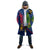 Montserrat Cloak with Cartoon Bird and Island Map Blue Red Stripe Design - Wonder Print Shop