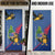Montserrat Door Cover with Cartoon Bird and Island Map Blue Red Stripe Design - Wonder Print Shop