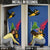 Montserrat Door Cover with Cartoon Bird and Island Map Blue Red Stripe Design - Wonder Print Shop
