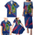 Montserrat Family Matching Puletasi and Hawaiian Shirt with Cartoon Bird and Island Map Blue Red Stripe Design - Wonder Print Shop