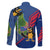 Montserrat Family Matching Puletasi and Hawaiian Shirt with Cartoon Bird and Island Map Blue Red Stripe Design - Wonder Print Shop