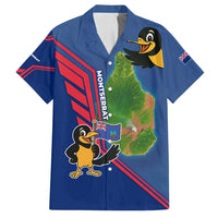 Montserrat Family Matching Summer Maxi Dress and Hawaiian Shirt with Cartoon Bird and Island Map Blue Red Stripe Design - Wonder Print Shop