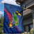 Montserrat Garden Flag with Cartoon Bird and Island Map Blue Red Stripe Design - Wonder Print Shop