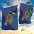 Montserrat Garden Flag with Cartoon Bird and Island Map Blue Red Stripe Design - Wonder Print Shop