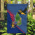 Montserrat Garden Flag with Cartoon Bird and Island Map Blue Red Stripe Design - Wonder Print Shop