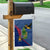 Montserrat Garden Flag with Cartoon Bird and Island Map Blue Red Stripe Design - Wonder Print Shop
