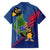Montserrat Hawaiian Shirt with Cartoon Bird and Island Map Blue Red Stripe Design - Wonder Print Shop