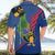 Montserrat Hawaiian Shirt with Cartoon Bird and Island Map Blue Red Stripe Design - Wonder Print Shop