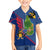 Montserrat Hawaiian Shirt with Cartoon Bird and Island Map Blue Red Stripe Design - Wonder Print Shop