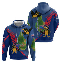 Montserrat Hoodie with Cartoon Bird and Island Map Blue Red Stripe Design - Wonder Print Shop