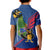 Montserrat Kid Polo Shirt with Cartoon Bird and Island Map Blue Red Stripe Design - Wonder Print Shop