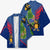 Montserrat Kimono with Cartoon Bird and Island Map Blue Red Stripe Design - Wonder Print Shop