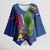 Montserrat Kimono Sleeve Blouse with Cartoon Bird and Island Map Blue Red Stripe Design - Wonder Print Shop