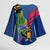 Montserrat Kimono Sleeve Blouse with Cartoon Bird and Island Map Blue Red Stripe Design - Wonder Print Shop