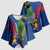 Montserrat Kimono Sleeve Blouse with Cartoon Bird and Island Map Blue Red Stripe Design - Wonder Print Shop