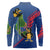 Montserrat Long Sleeve Polo Shirt with Cartoon Bird and Island Map Blue Red Stripe Design - Wonder Print Shop