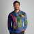 Montserrat Long Sleeve Polo Shirt with Cartoon Bird and Island Map Blue Red Stripe Design - Wonder Print Shop