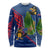 Montserrat Long Sleeve Shirt with Cartoon Bird and Island Map Blue Red Stripe Design - Wonder Print Shop