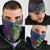Montserrat Neck Gaiter with Cartoon Bird and Island Map Blue Red Stripe Design TS04
