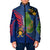 Montserrat Padded Jacket with Cartoon Bird and Island Map Blue Red Stripe Design - Wonder Print Shop