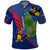 Montserrat Polo Shirt with Cartoon Bird and Island Map Blue Red Stripe Design - Wonder Print Shop