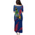 Montserrat Puletasi with Cartoon Bird and Island Map Blue Red Stripe Design - Wonder Print Shop