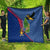 Montserrat Quilt with Cartoon Bird and Island Map Blue Red Stripe Design - Wonder Print Shop