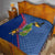 Montserrat Quilt with Cartoon Bird and Island Map Blue Red Stripe Design - Wonder Print Shop