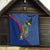 Montserrat Quilt with Cartoon Bird and Island Map Blue Red Stripe Design - Wonder Print Shop