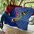 Montserrat Quilt with Cartoon Bird and Island Map Blue Red Stripe Design - Wonder Print Shop