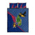 Montserrat Quilt Bed Set with Cartoon Bird and Island Map Blue Red Stripe Design - Wonder Print Shop