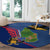 Montserrat Round Carpet with Cartoon Bird and Island Map Blue Red Stripe Design - Wonder Print Shop