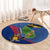 Montserrat Round Carpet with Cartoon Bird and Island Map Blue Red Stripe Design - Wonder Print Shop