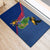 Montserrat Rubber Doormat with Cartoon Bird and Island Map Blue Red Stripe Design - Wonder Print Shop
