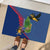 Montserrat Rubber Doormat with Cartoon Bird and Island Map Blue Red Stripe Design - Wonder Print Shop