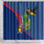 Montserrat Shower Curtain with Cartoon Bird and Island Map Blue Red Stripe Design - Wonder Print Shop