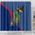 Montserrat Shower Curtain with Cartoon Bird and Island Map Blue Red Stripe Design - Wonder Print Shop