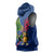 Montserrat Sleeveless Hoodie with Cartoon Bird and Island Map Blue Red Stripe Design - Wonder Print Shop