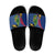 Montserrat Slide Sandals with Cartoon Bird and Island Map Blue Red Stripe Design - Wonder Print Shop