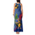 Montserrat Tank Maxi Dress with Cartoon Bird and Island Map Blue Red Stripe Design - Wonder Print Shop