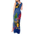 Montserrat Tank Maxi Dress with Cartoon Bird and Island Map Blue Red Stripe Design - Wonder Print Shop
