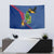 Montserrat Tapestry with Cartoon Bird and Island Map Blue Red Stripe Design - Wonder Print Shop