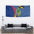 Montserrat Tapestry with Cartoon Bird and Island Map Blue Red Stripe Design - Wonder Print Shop